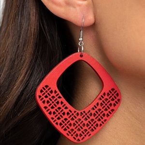 WOOD You Rather - Red Wooden Earrings